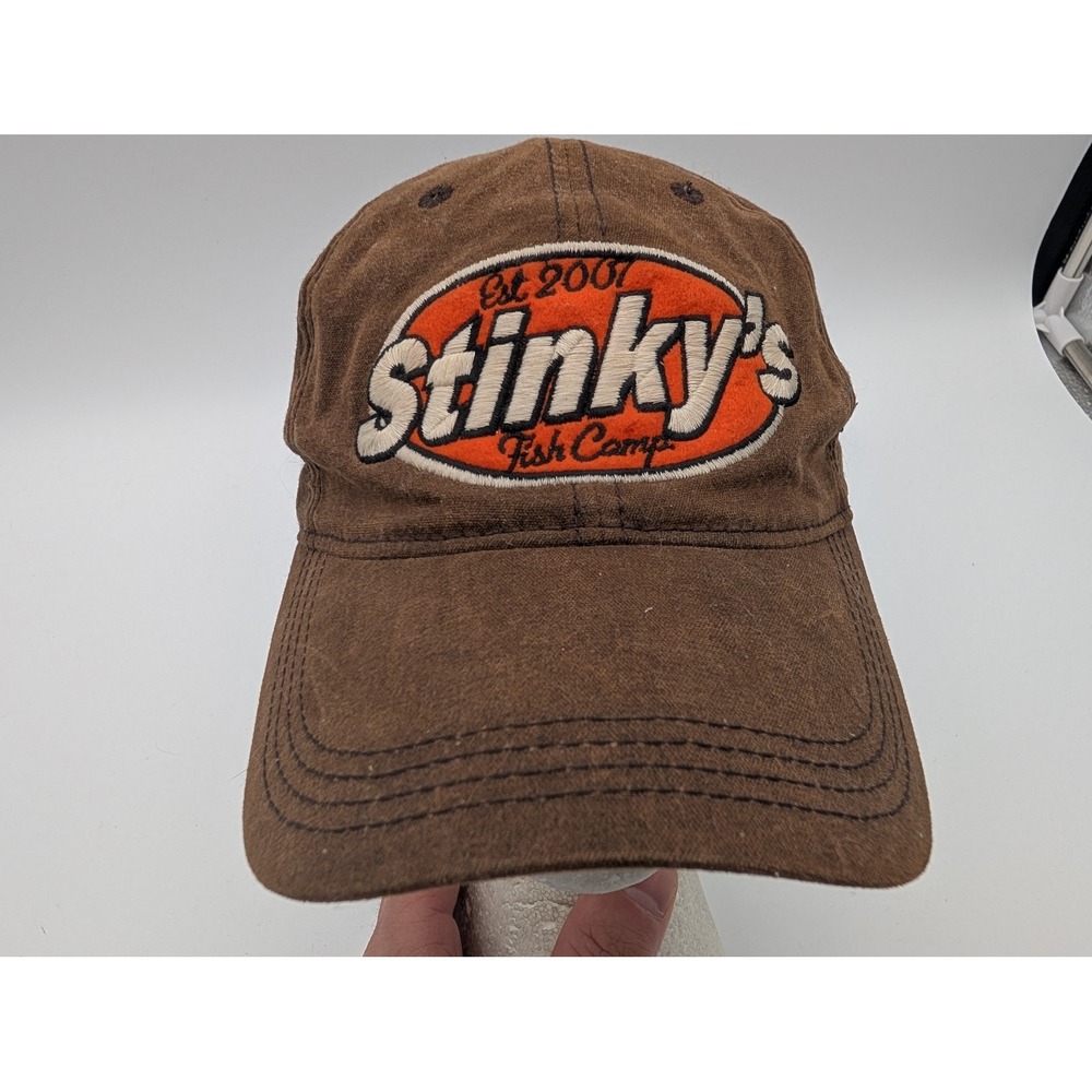 Legacy Stinkys Fish Camp Brown Embroidered Adjustable Baseball Hat Cap Mens